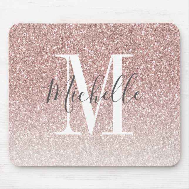 Tapis De Souris Fille Rose Gold Blush Parties scintillant rose Nom (Devant)