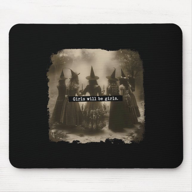 Tapis De Souris Fille Sera Filles Sorcière Halloween Drôle Witchy  (Devant)