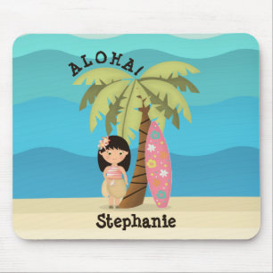 Tapis De Souris Fille surfeuse hawaïenne