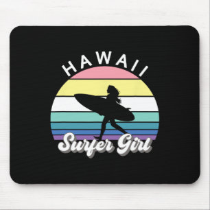 Tapis De Souris Fille surfeuse Hawaii Vintage Surf Hawaïen Surf B