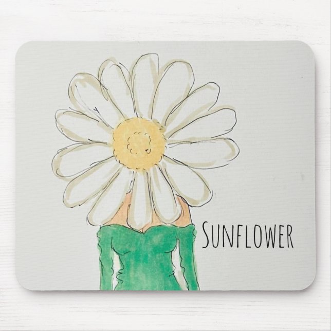 Tapis De Souris Fille Tournesol Robe Verte (Devant)