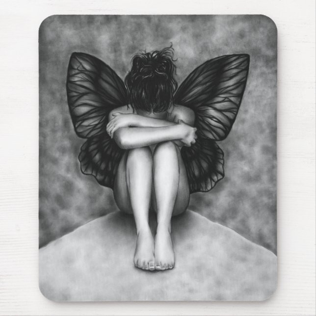 Tapis De Souris Fille triste Mousepad de papillon (Devant)