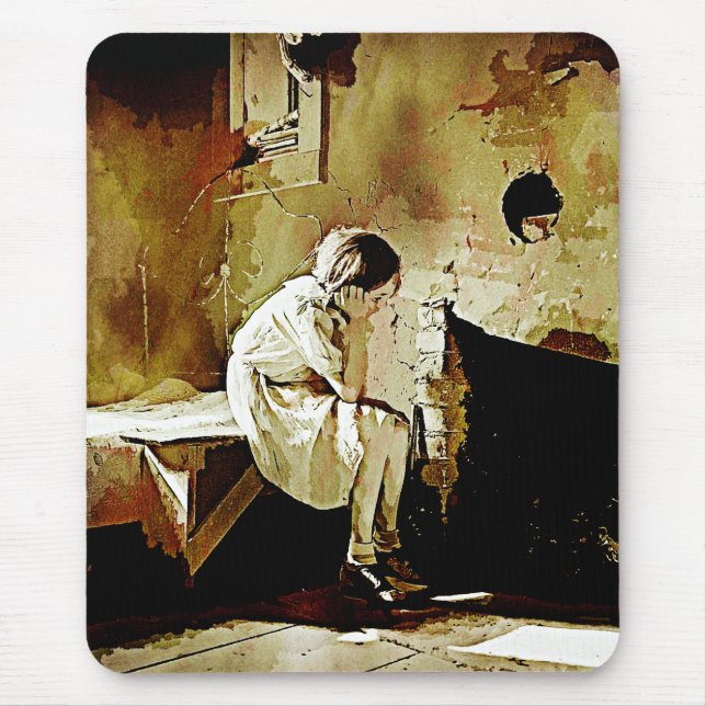 Tapis De Souris Fille vintage par cheminée (Devant)
