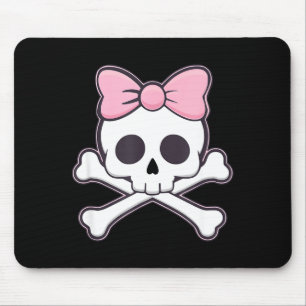 Tapis De Souris Filles Crâne Mignon Avec Nœud Papillon Rose Goth K