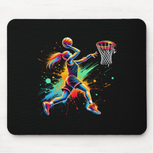Tapis De Souris Filles de joueur de basketball colorées