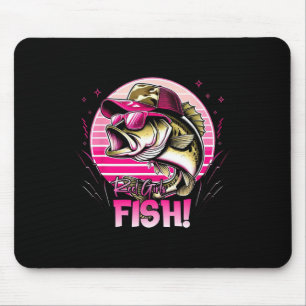Tapis De Souris Filles de pêche à la bobine féminine qui pêchent d