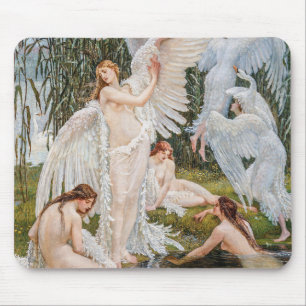 Tapis De Souris Filles du cygne vintage par W. Crane