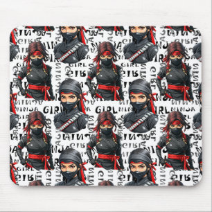 Tapis De Souris Filles Ninja Anime avec motif de texte Design