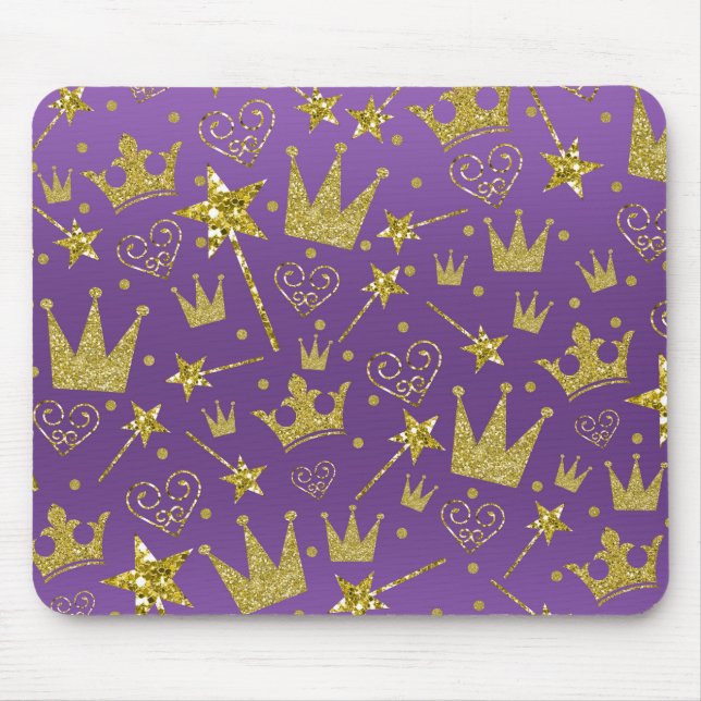 Tapis De Souris Filles Pailletées Violet et Or Princesses Filles A (Devant)