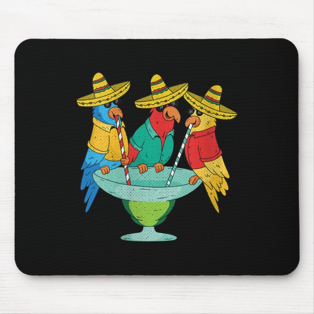 Tapis De Souris Filles Parrot Cinco De Mayo Drôle Boire Tequila (Devant)