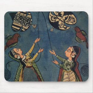 Tapis De Souris Filles pilotant des cerfs-volants, peinture