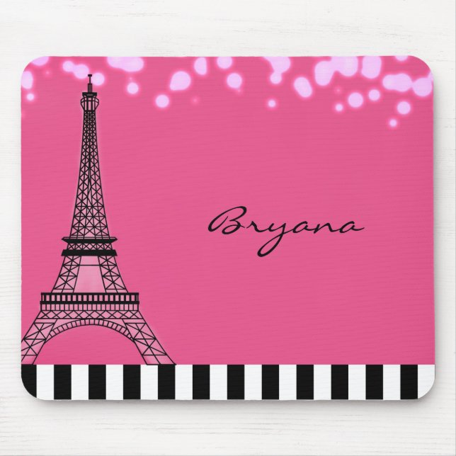 Tapis de souris Filles Poodle Rose Tour Eiffel Par (Devant)