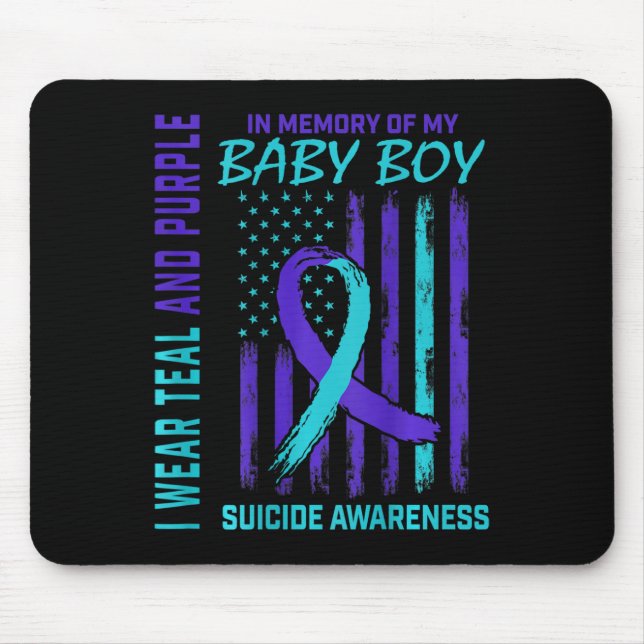 Tapis De Souris Fils turquoise de sensibilisation au suicide (Devant)