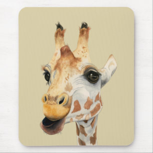 Tapis De Souris Fin mignonne vers le haut d'aquarelle de girafe