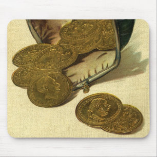 Tapis De Souris Finance d'entreprise vintage, pièce d'or dans un p