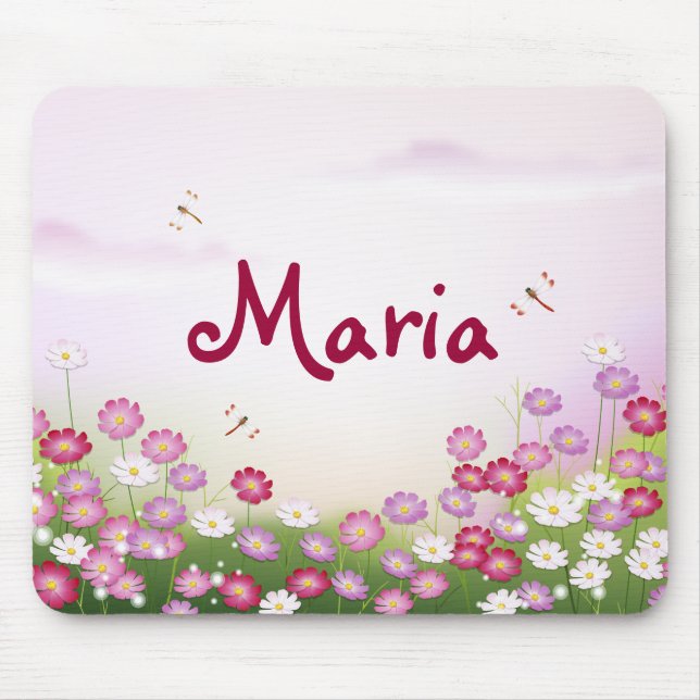 Tapis De Souris Fine Cool mignonne Girl Retro Mode florale (Devant)