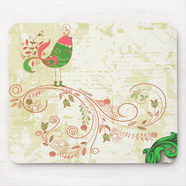 Tapis De Souris Fine Cool mignonne Girl Retro Mode florale (Devant)