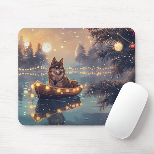 Tapis De Souris Finlandais Lapphund Noël Festive Voyage (Avec souris)