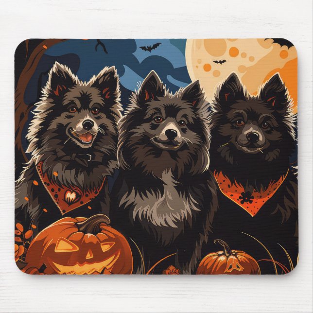 Tapis De Souris Finnish Lapphund Halloween Épouvantable (Devant)