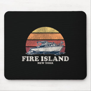 Tapis De Souris Fire Island Ny Bateau Vintage Années 70 Rétro Conc