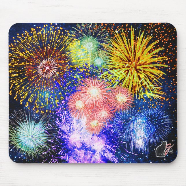 Tapis De Souris Fireworks Burns Pad de souris (Devant)