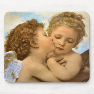 Tapis De Souris First Kiss (détail d'ange) par Bouguereau
