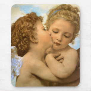Tapis De Souris First Kiss (détail d'ange) par Bouguereau
