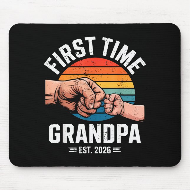 Tapis De Souris First Time Grandpa Est 2026 Baby Announcement Grea (Devant)