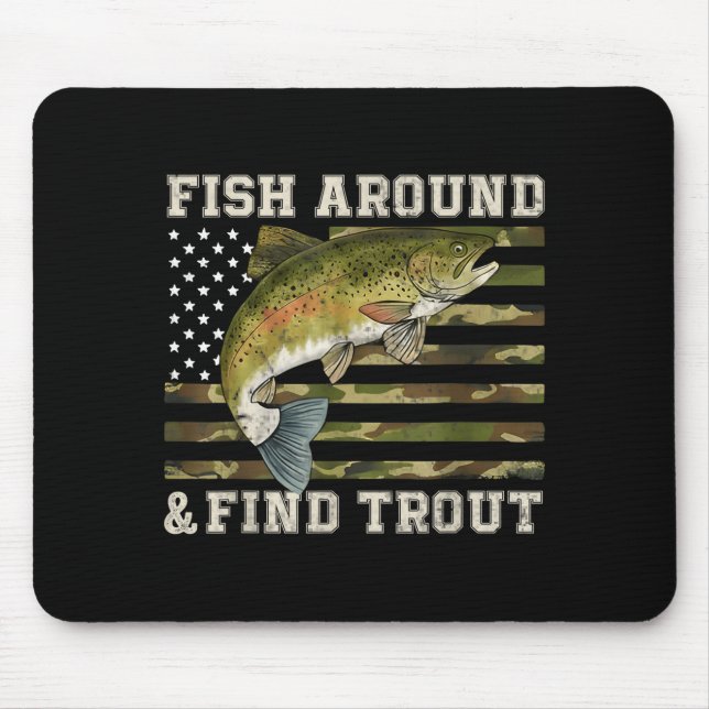 Tapis De Souris Fish Around And Find Trout American Flag Funny Fis (Devant)