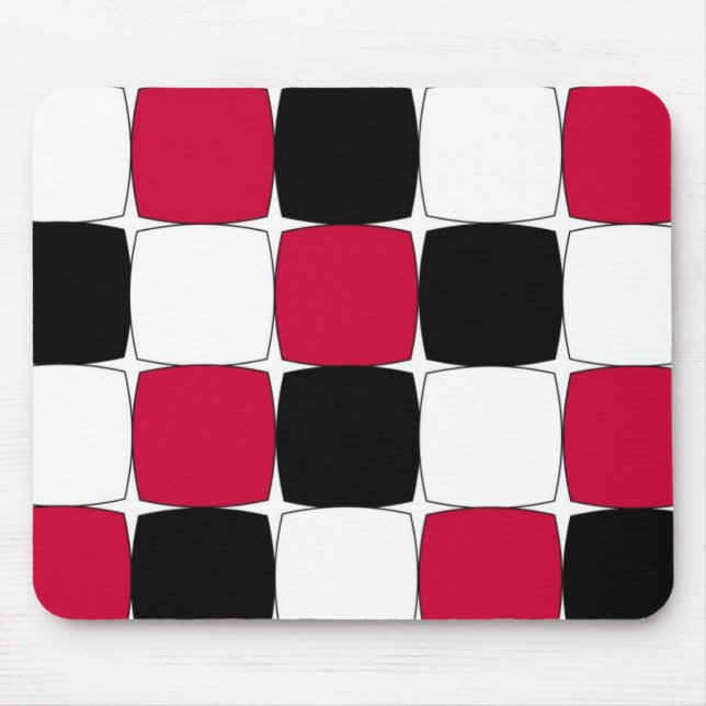 Tapis De Souris Fisheye noir, blanc et rouge par Celeste Sheffey (Devant)
