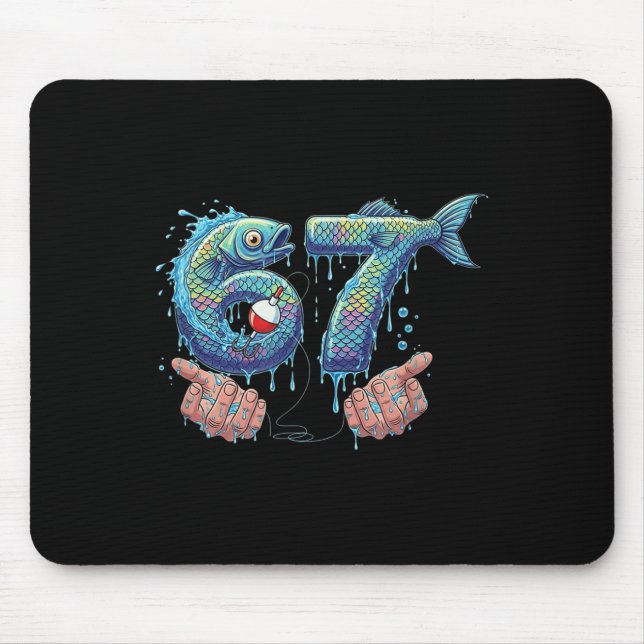 Tapis De Souris Fishing 67 Six Seven Funny Gen Alpha Meme Drip  (Devant)