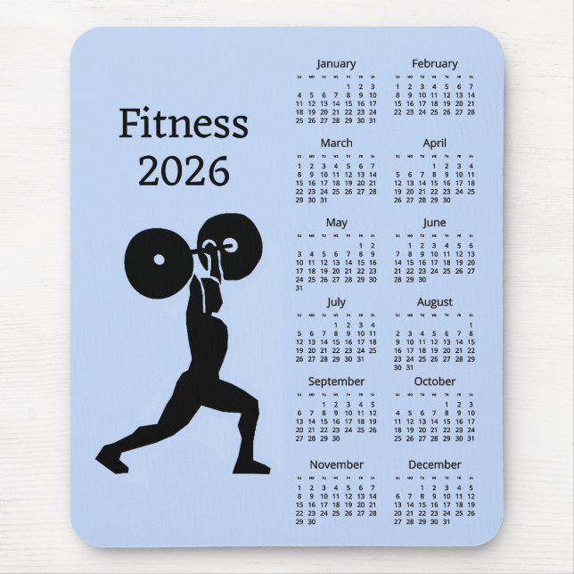 Tapis De Souris Fitness Weight Lifting 2026 Calendar (Devant)