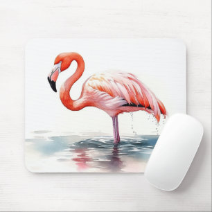 Tapis De Souris Flamant rose aquarelle