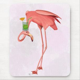 Tapis De Souris Flamant rose avec Cocktail