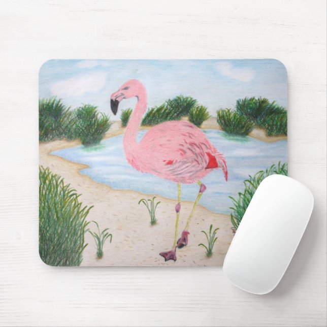 Tapis De Souris Flamant rose dans le marais Mousepad (Avec souris)