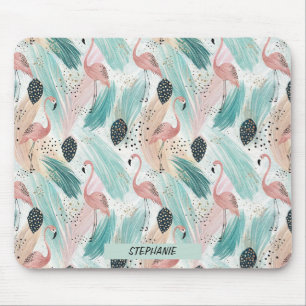 Tapis De Souris Flamant rose d'aquarelle Motif tropical