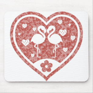 Tapis De Souris Flamant rose de coeur texturé