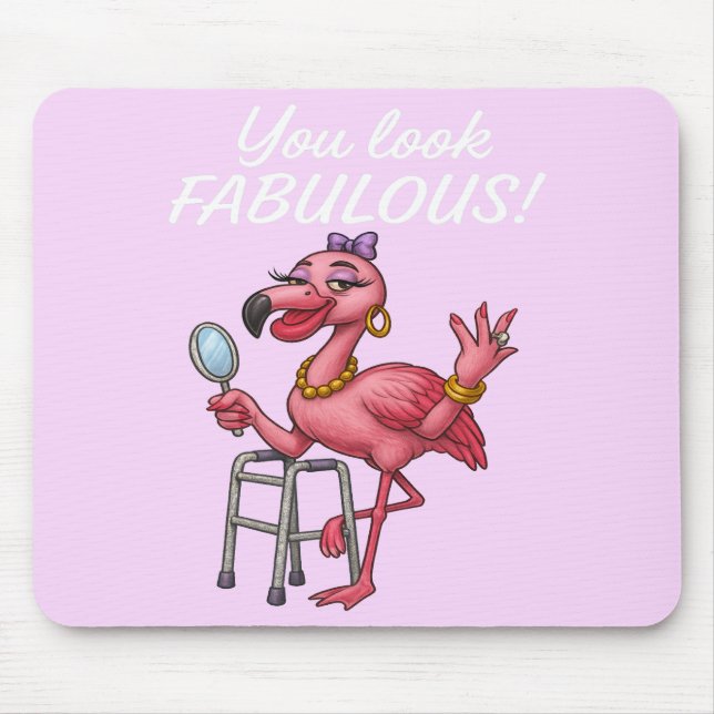 Tapis De Souris Flamant rose de Glam d'or (Devant)