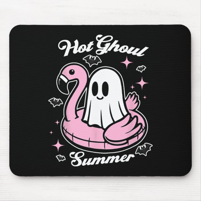 Tapis De Souris Flamant rose d'été de Hot Ghoul Ghost Summerween (Devant)