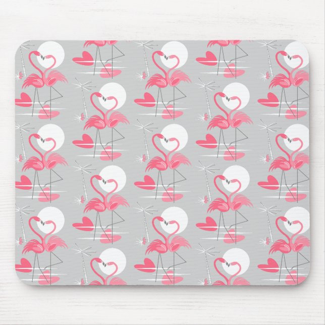Tapis De Souris Flamant rose Love Tuile mousepad horizontal (Devant)