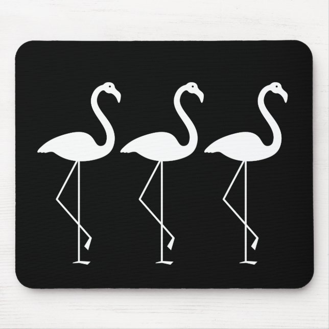 Tapis De Souris Flamant rose noir et blanc Mousepad (Devant)