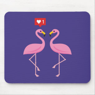 Tapis De Souris Flamant rose Rose Comme Heart Pastel