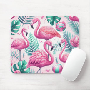 Tapis De Souris Flamant rose rose Conception tropicale