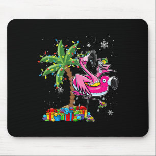 Tapis De Souris Flamant rose rose Noël Palmier Tropical Noël Ho