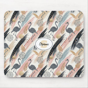 Tapis De Souris Flamant rose stylisé et Motif brosse