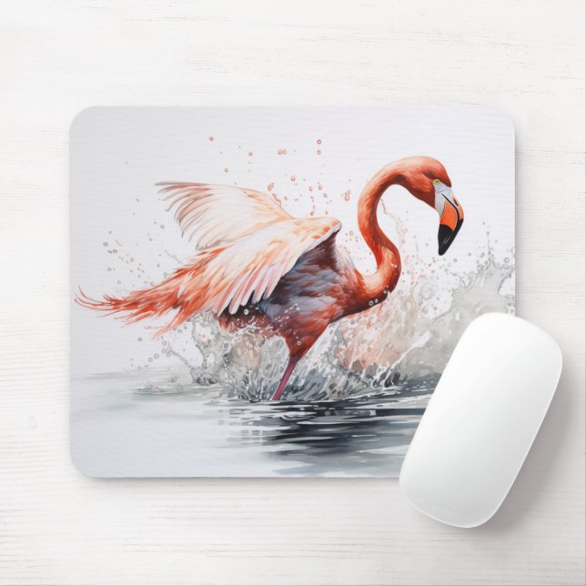 Tapis De Souris Flamant rose volant hors de l'eau (Avec souris)