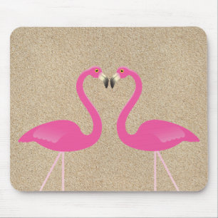 Tapis De Souris Flamants roses de baiser Mousepad