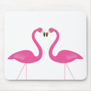 Tapis De Souris Flamants roses de baiser rose Mousepad