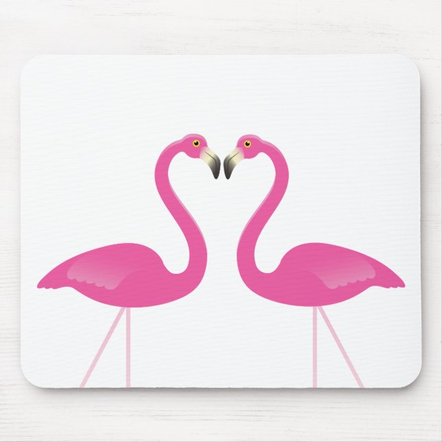 Tapis De Souris Flamants roses de baiser rose Mousepad (Devant)