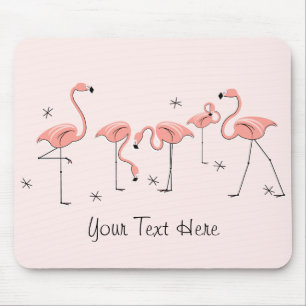 Tapis De Souris Flamants roses Groupe rose "Texte" mousepad
